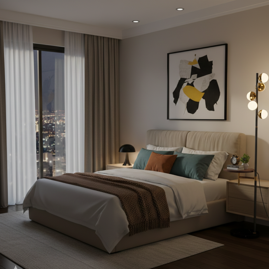 Floor Lamp With Integrated Table For Modern Living Rooms