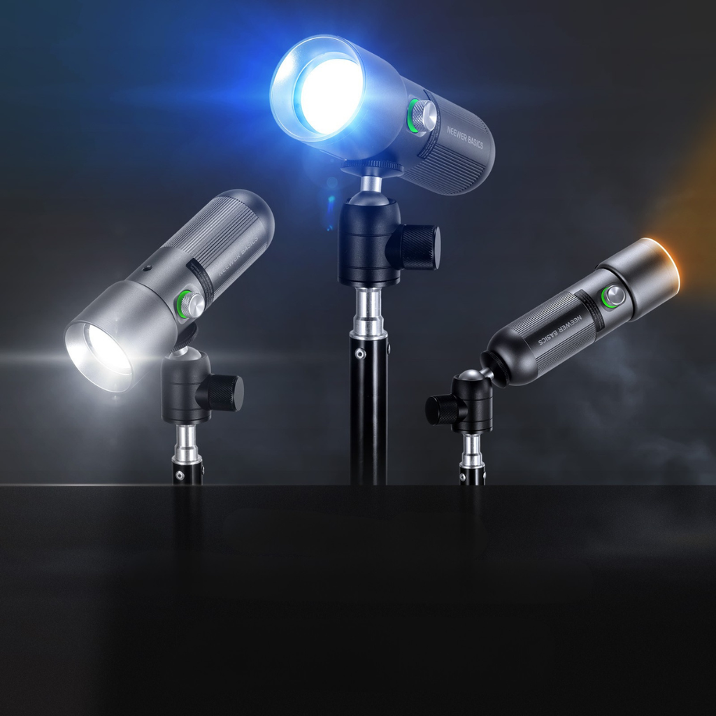 Fotografické světlo s RGB barvami a gobo filtry