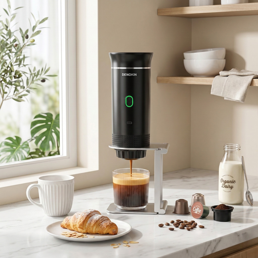 Kompaktní přenosný kávovar na espresso se třemi funkcemi pro domácí použití i cestování