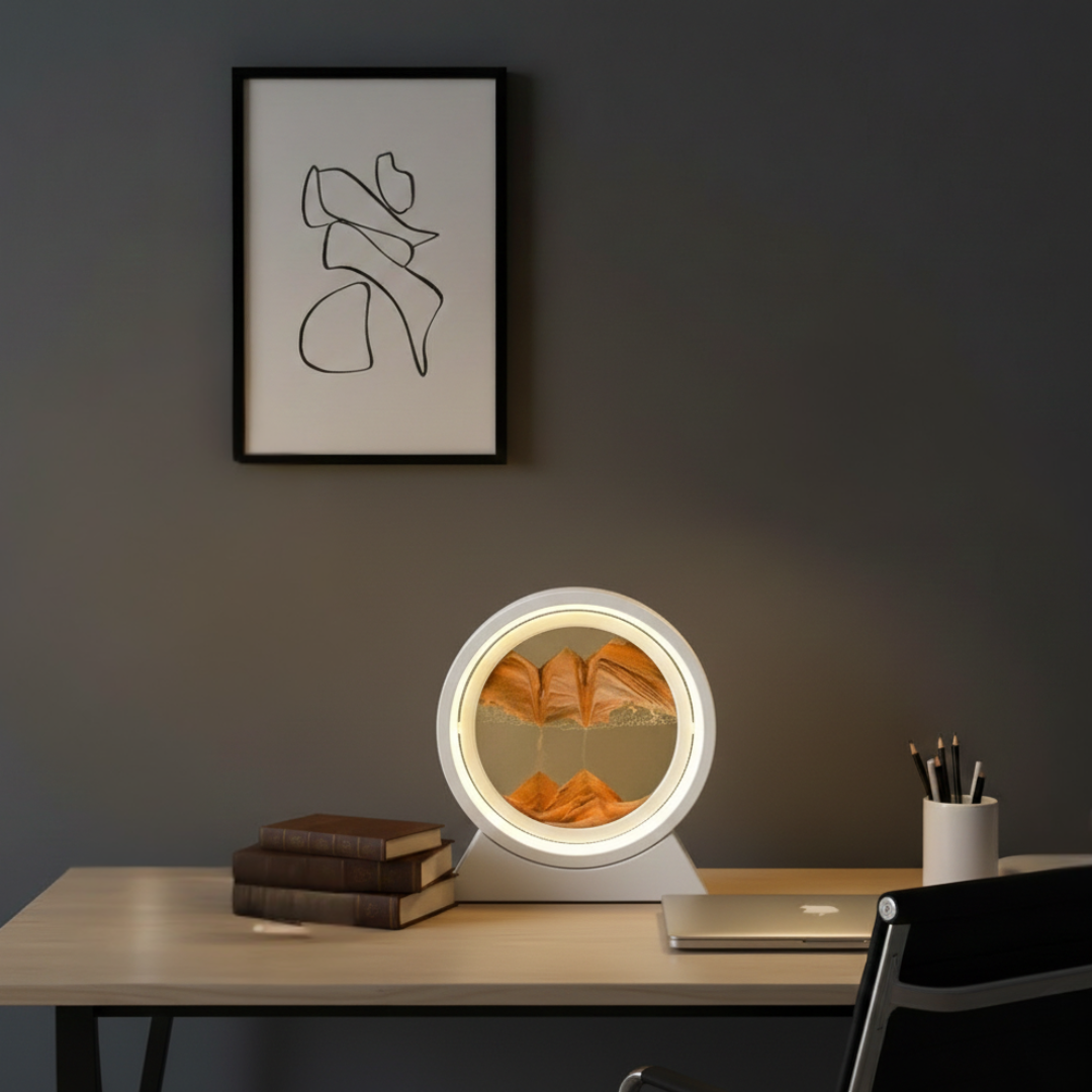 Kinetische Sandkunst-Schreibtischlampe für entspannende Schreibtischatmosphäre