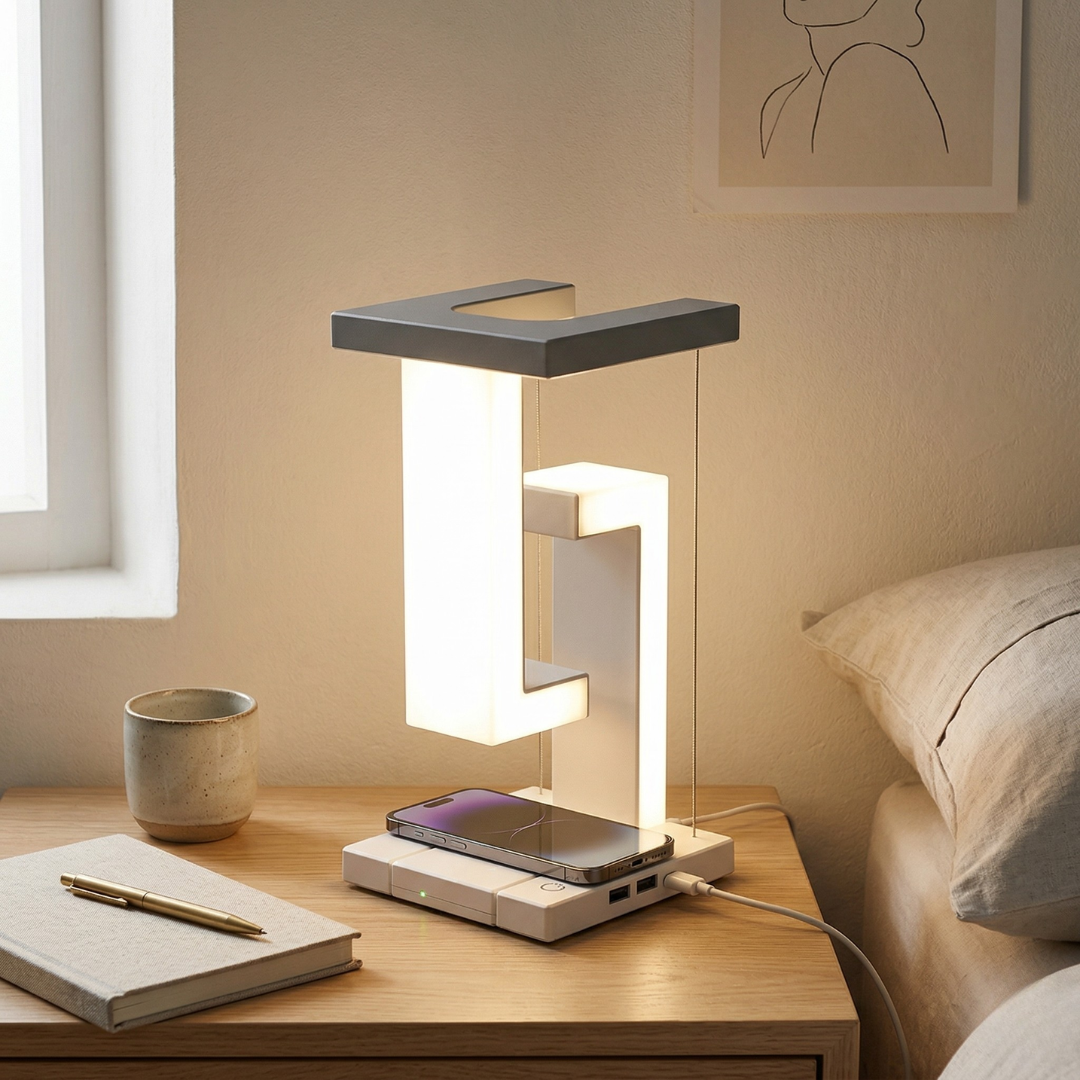 Levitating Desk Lamp With Wireless Charging For Modern Ambience