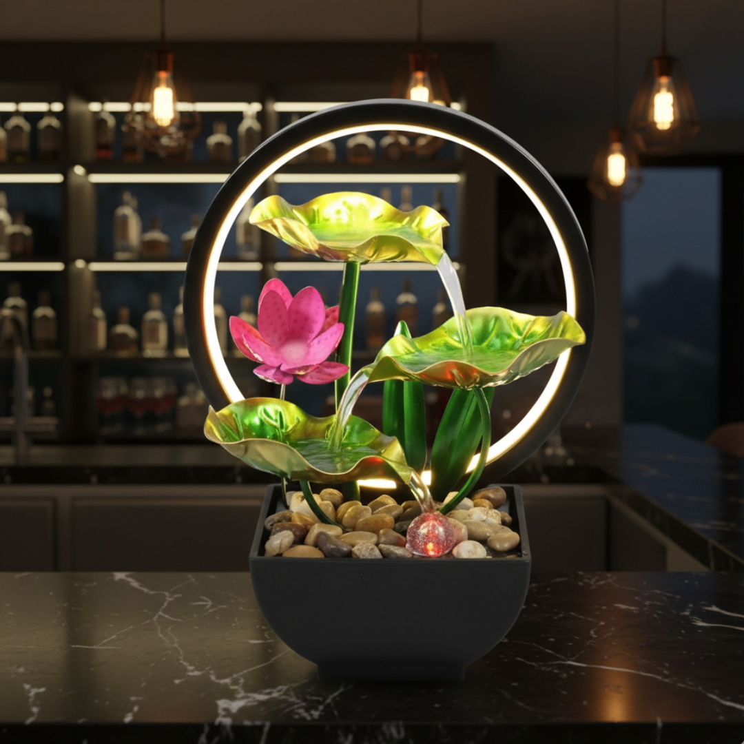 USB Powered LED Tabletop Fountain For Home Decor Ambient Light