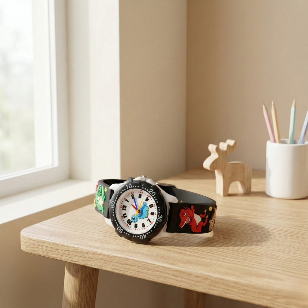 Dinosaur Themed Quartz Kids Wristwatch For Boys And Girls