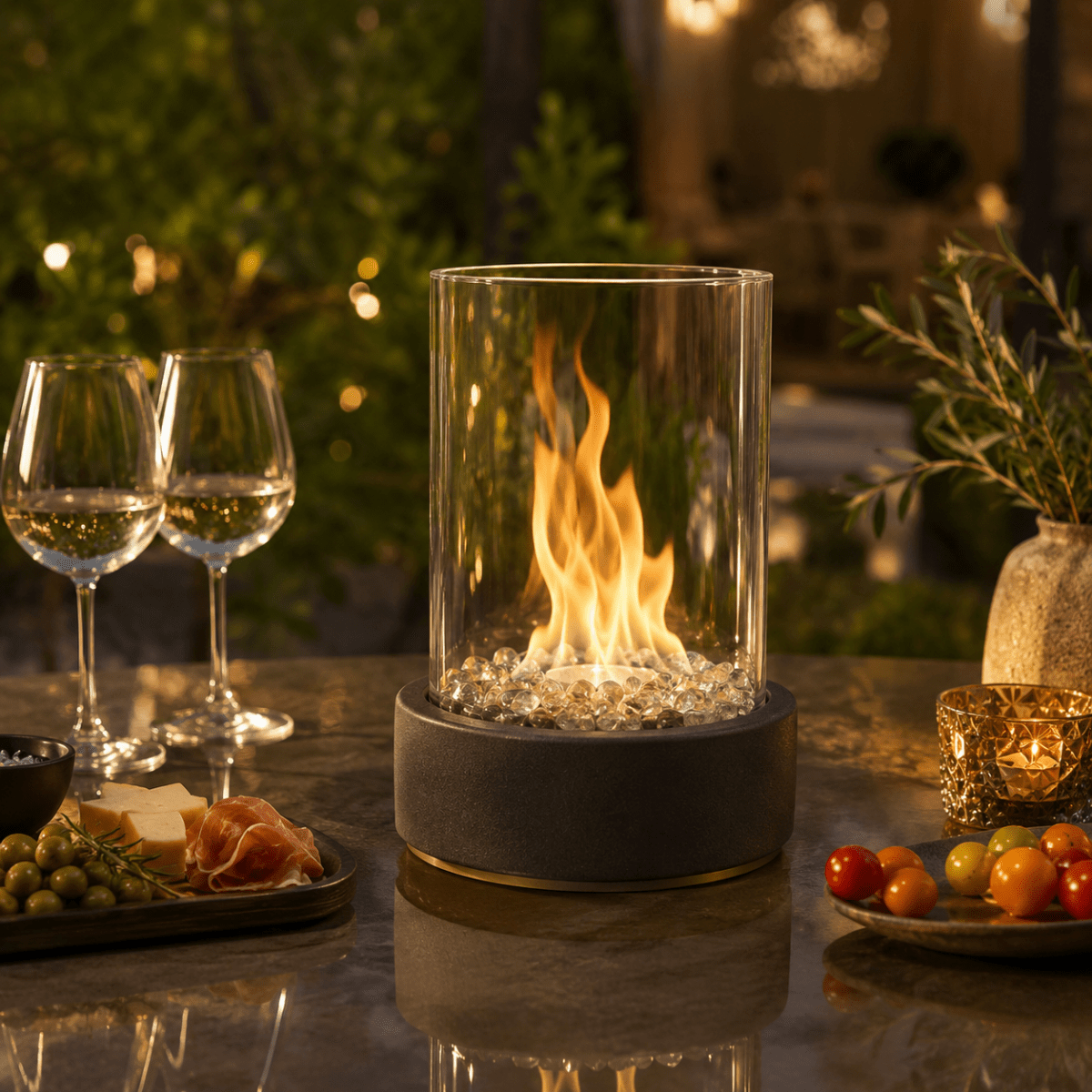 CosyFlame Tabletop Fireplace With Real Flames And Smoke Free Bioethanol
