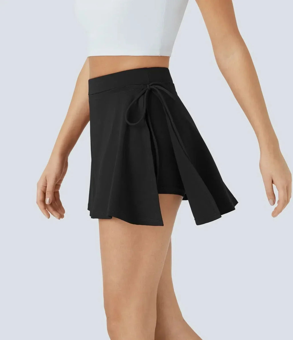 Saia 2 em 1 LumaFlex CoolTouch Airy com Bolsos e Cinto de Laço para Mulheres Ativas