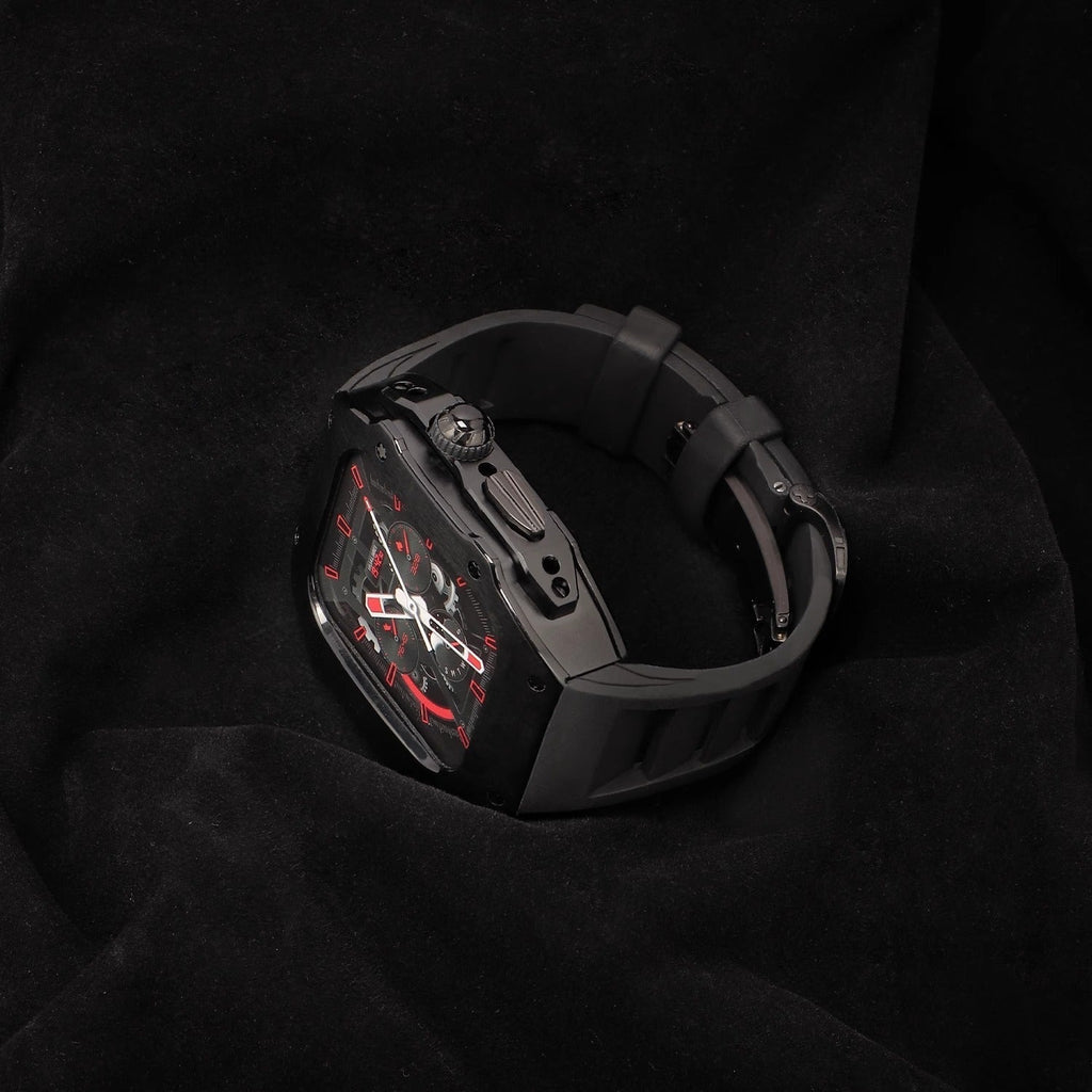 RM Vanguard-serien - Fluororubberrem Rustfrit stål urkasse til Apple Watch Ultra