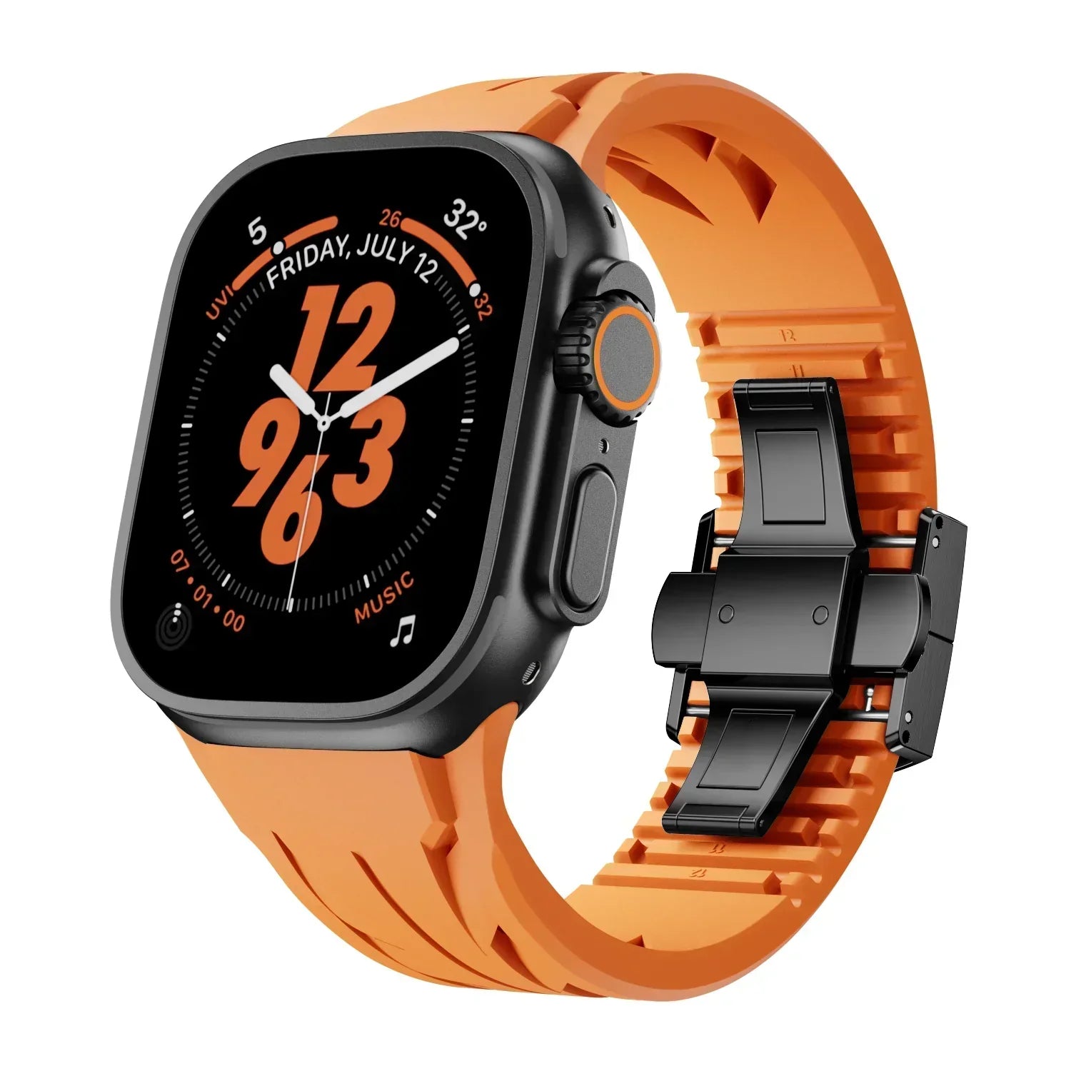 Luxury Butterfly Buckle FKM Rubber Band for Apple Watch