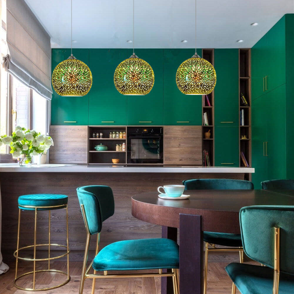 3D Glass Pendant Light - Magical Colorful Dome Lamp for Living Rooms