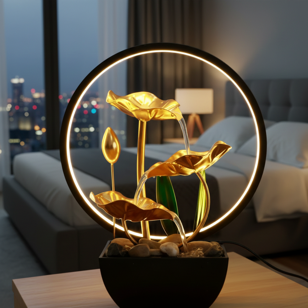 USB Powered LED Tabletop Fountain For Home Decor Ambient Light