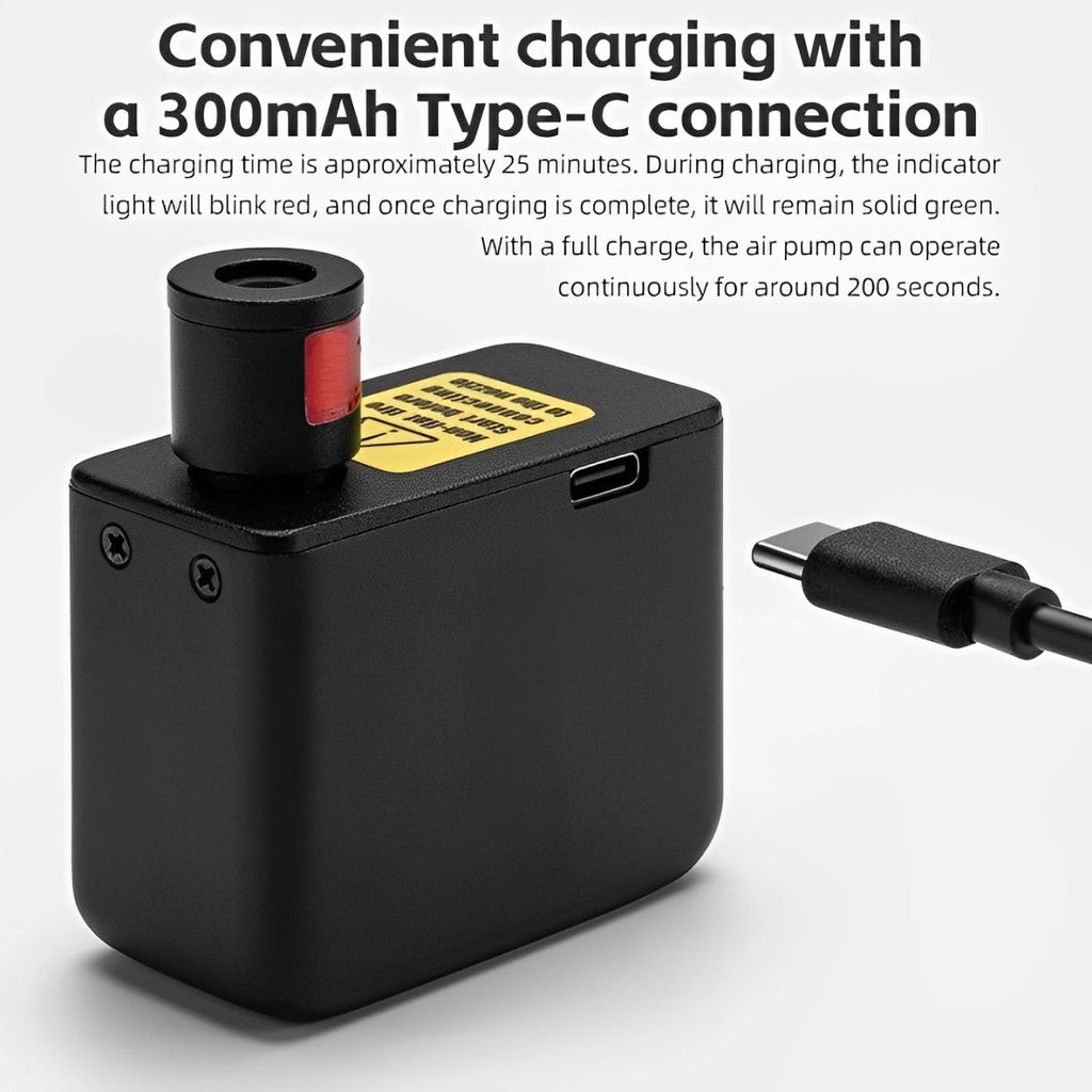 Ultra-kompakt mini elektrisk cykelpumpe med Type-C genopladeligt batteri – passer til Schrader- og Presta-ventiler