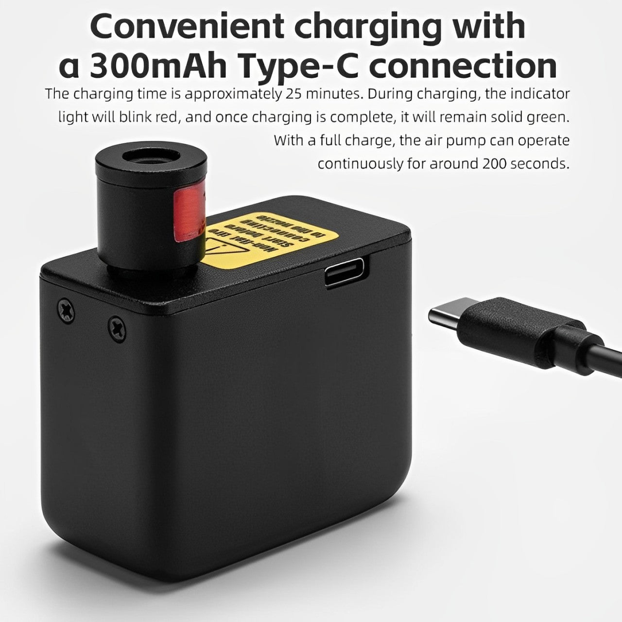 Ultra-kompakt mini elektrisk cykelpumpe med Type-C genopladeligt batteri – passer til Schrader- og Presta-ventiler