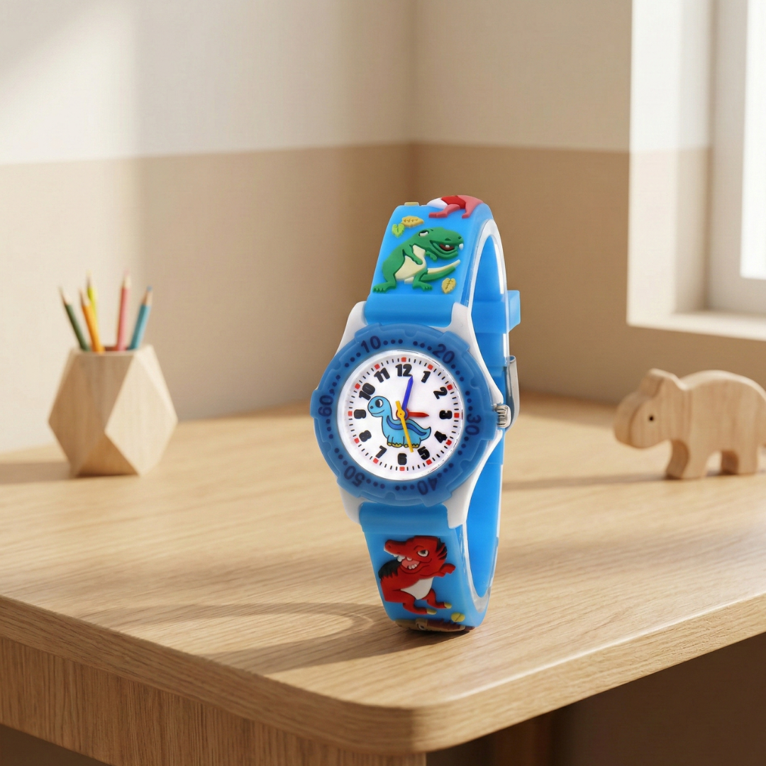Dinosaur Themed Quartz Kids Wristwatch For Boys And Girls
