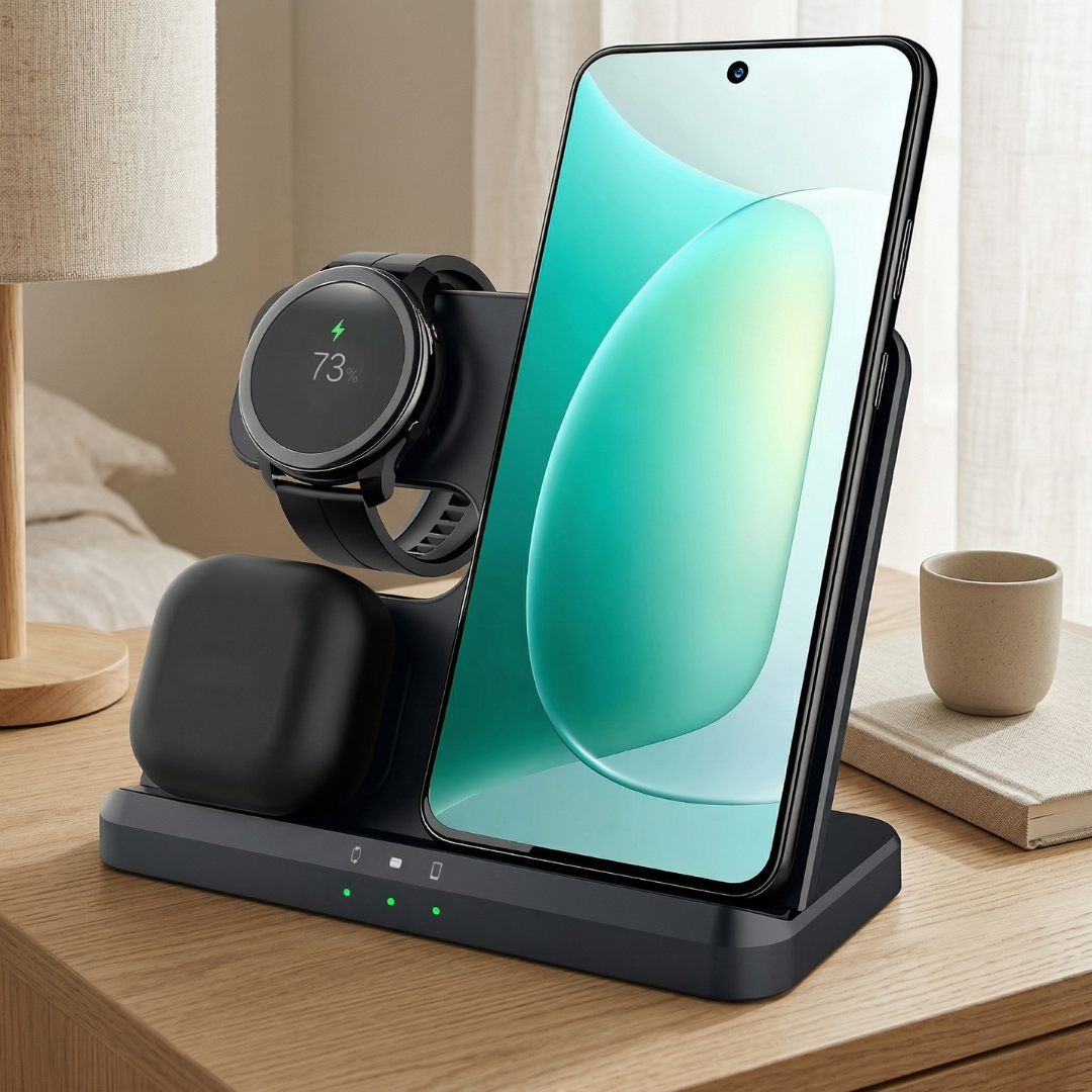 Three In One Wireless Charger Stand For Samsung Devices