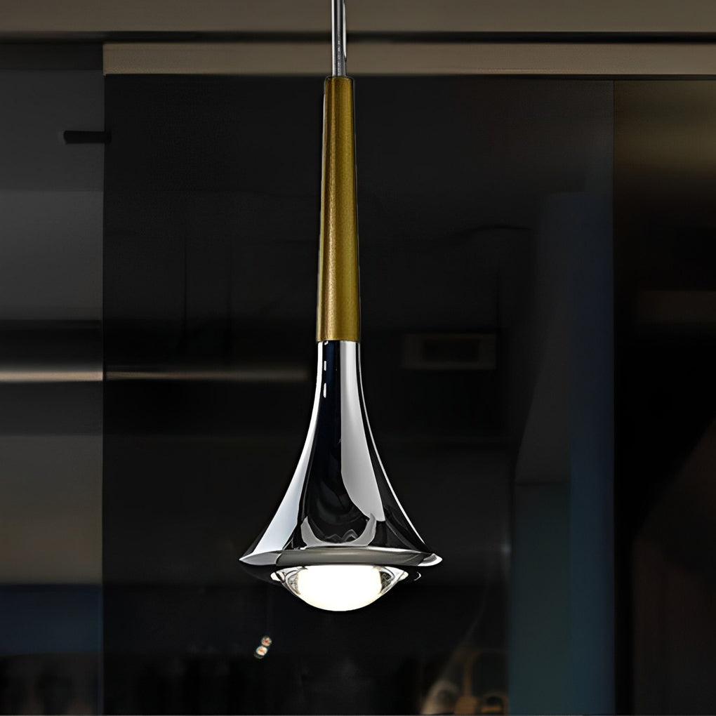 Lampada a sospensione nordica a goccia d'acqua in metallo con LED, 1 luce