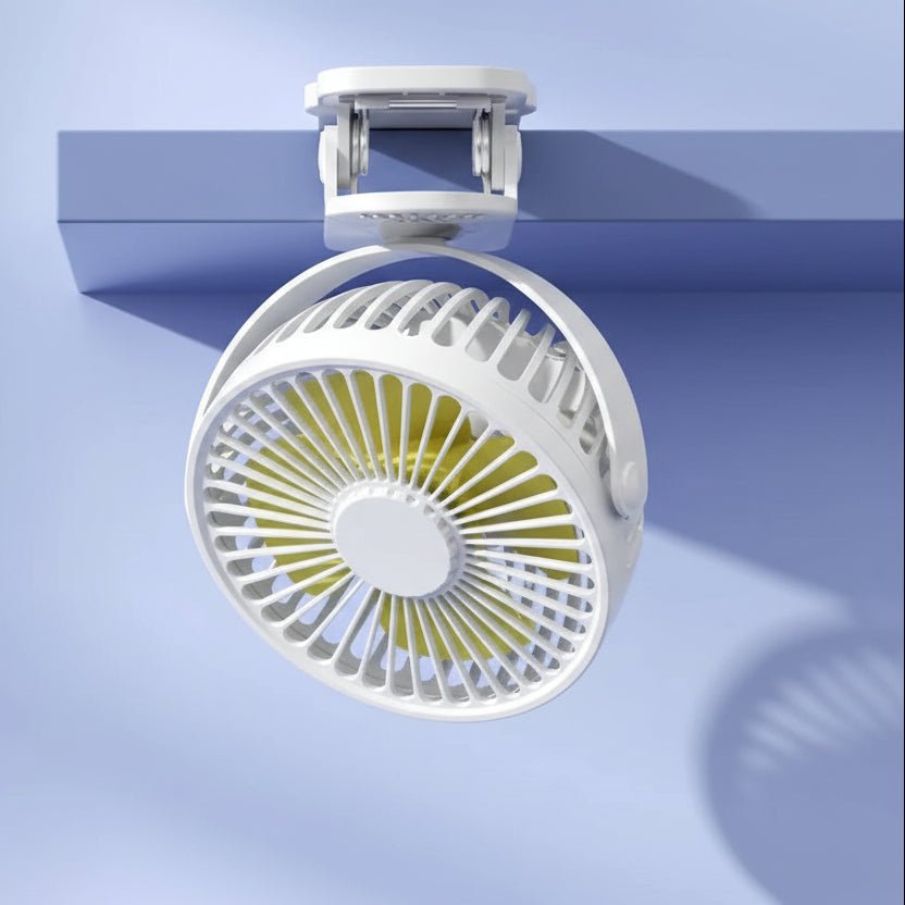 CLIPIXA Clip-Ventilator mit festem Griff für Schreibtisch, Bett oder Regal