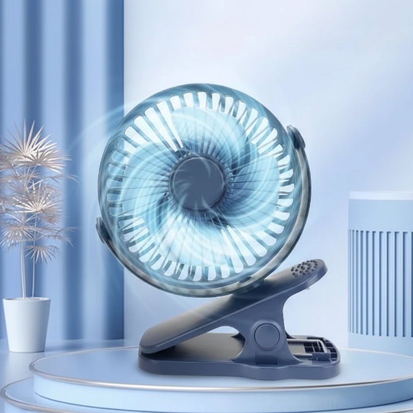 CLIPIXA Clip-Ventilator mit festem Griff für Schreibtisch, Bett oder Regal