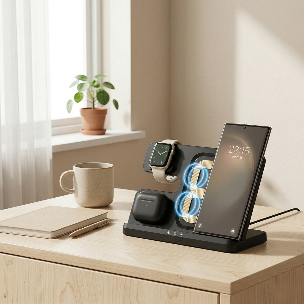 Three In One Wireless Charger Stand For Samsung Devices
