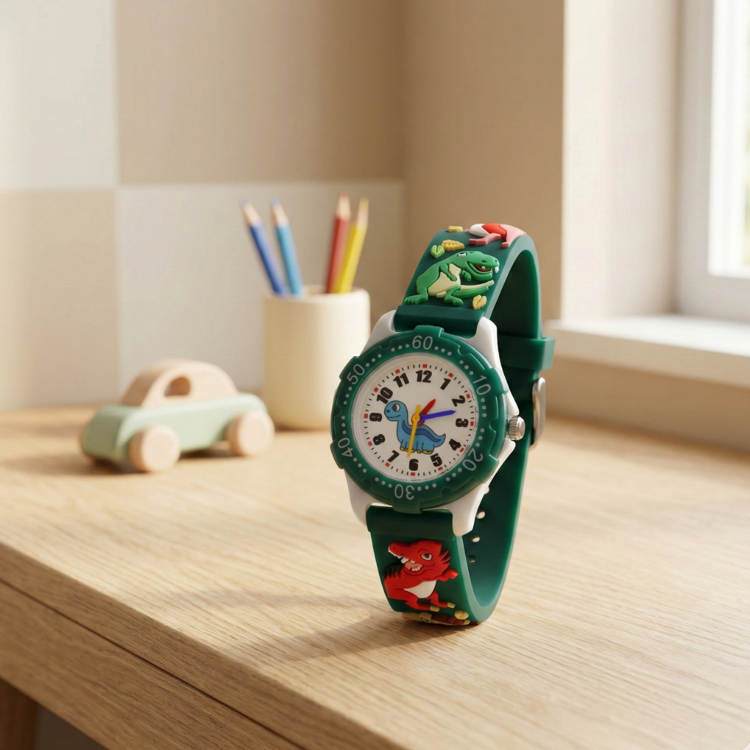 Dinosaur Themed Quartz Kids Wristwatch For Boys And Girls