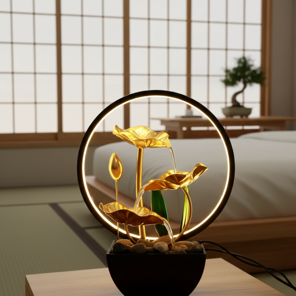 USB Powered LED Tabletop Fountain For Home Decor Ambient Light