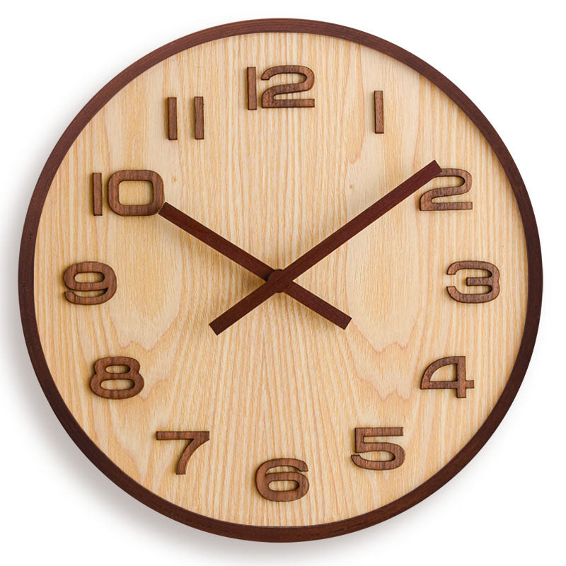Horloge à piles en bois de noyer massif pour salon