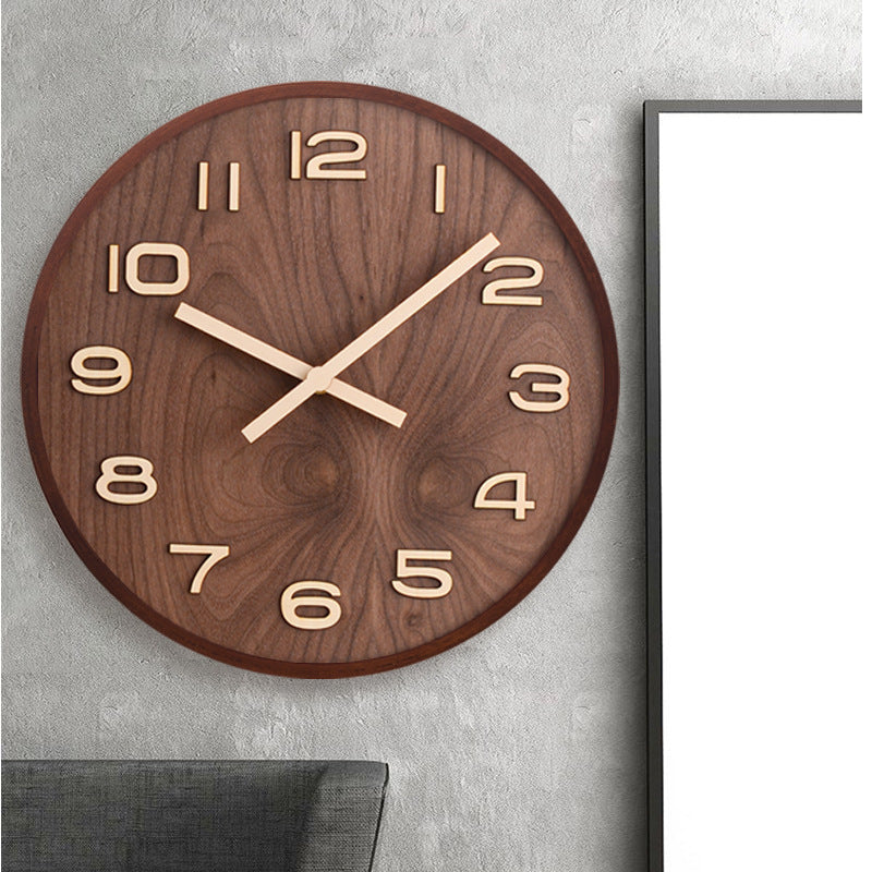 Horloge à piles en bois de noyer massif pour salon