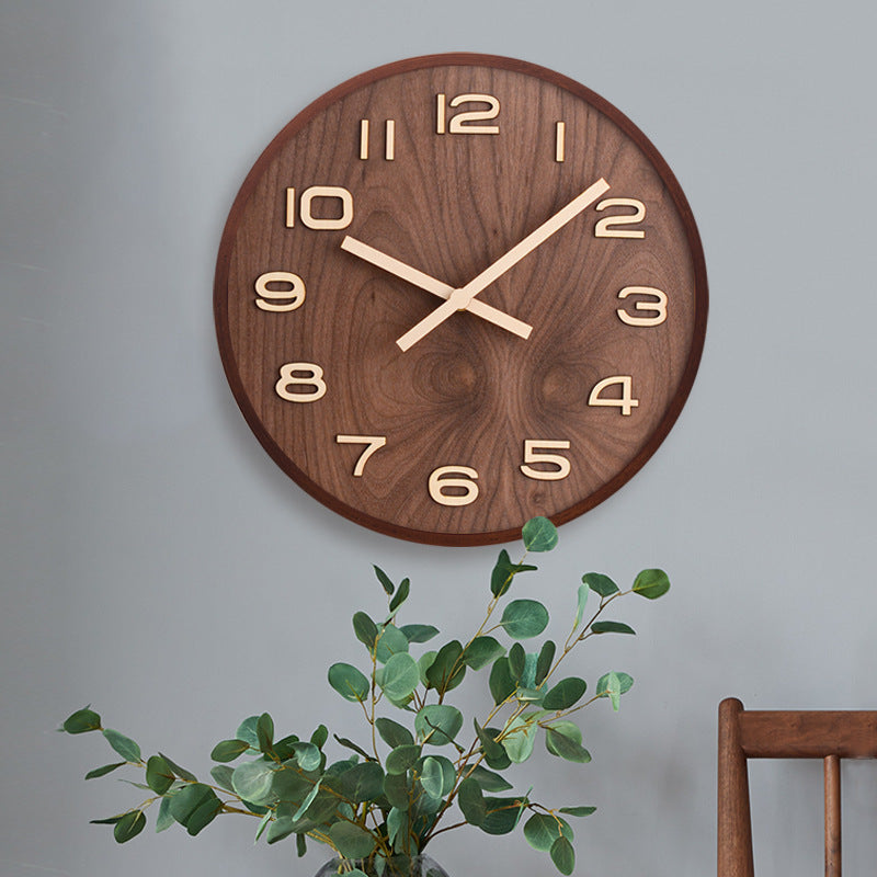 Horloge à piles en bois de noyer massif pour salon