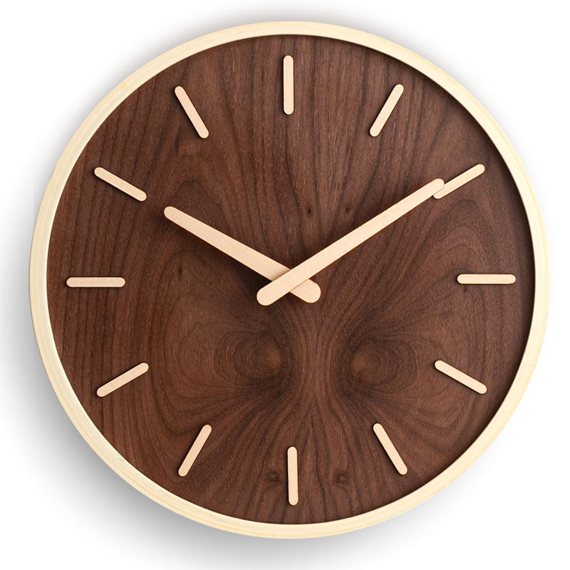 Horloge à piles en bois de noyer massif pour salon