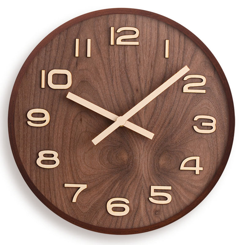 Horloge à piles en bois de noyer massif pour salon