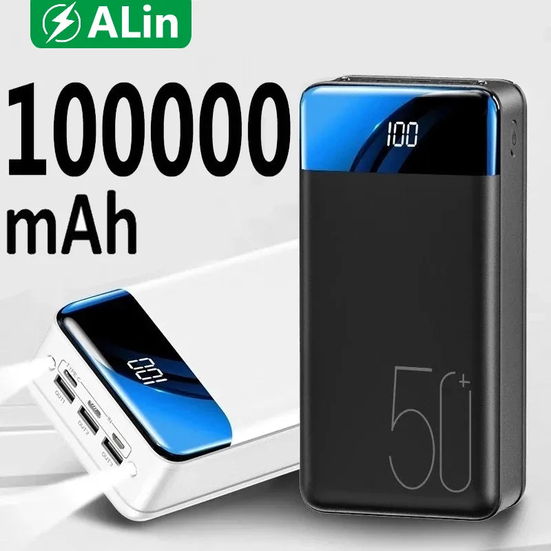 50.000mAh Ultra-høj kapacitets powerbank – Superhurtig opladning til telefoner, tablets og bærbare computere