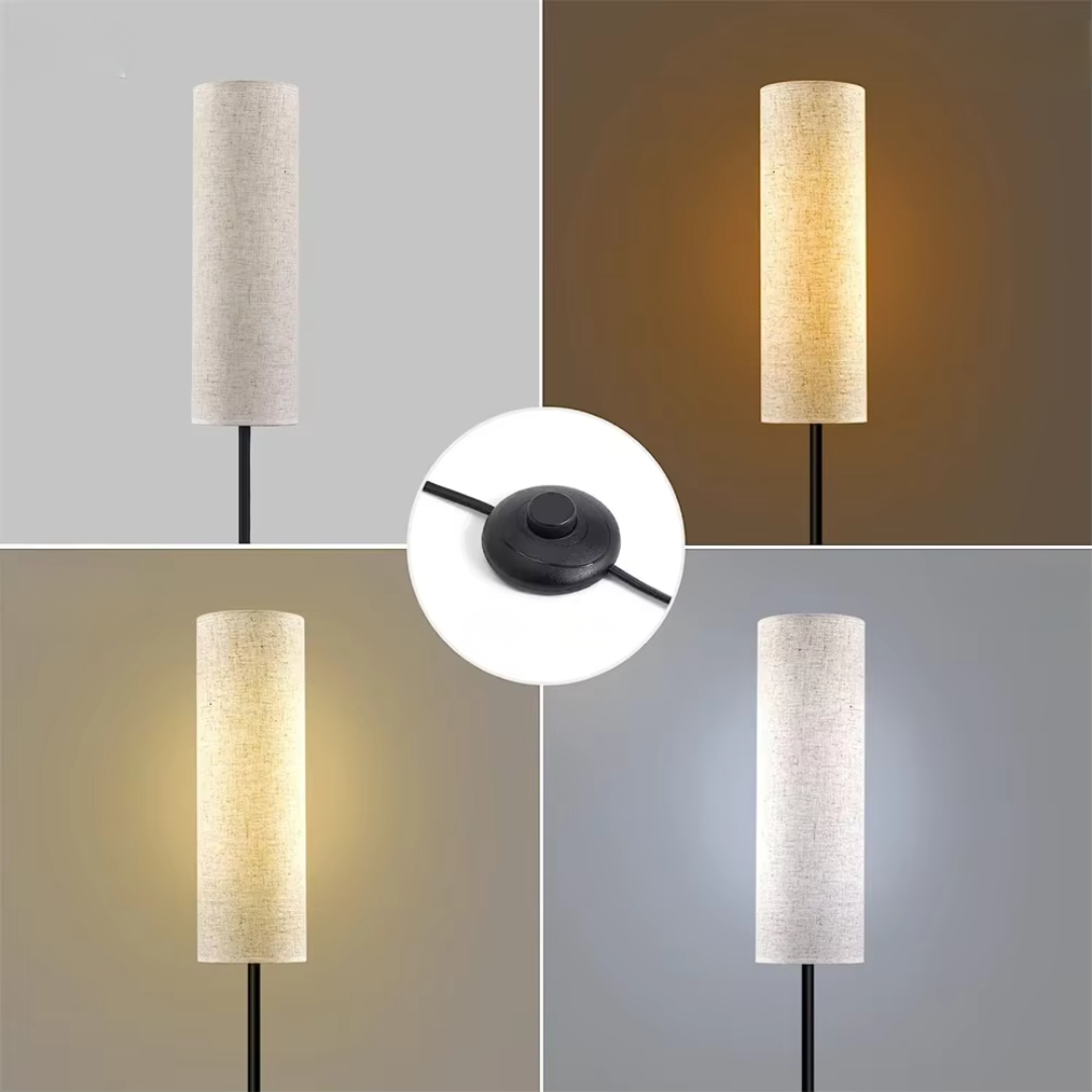 Stojací lampa s nastavitelnou jasností pro atmosféru obývacího pokoje