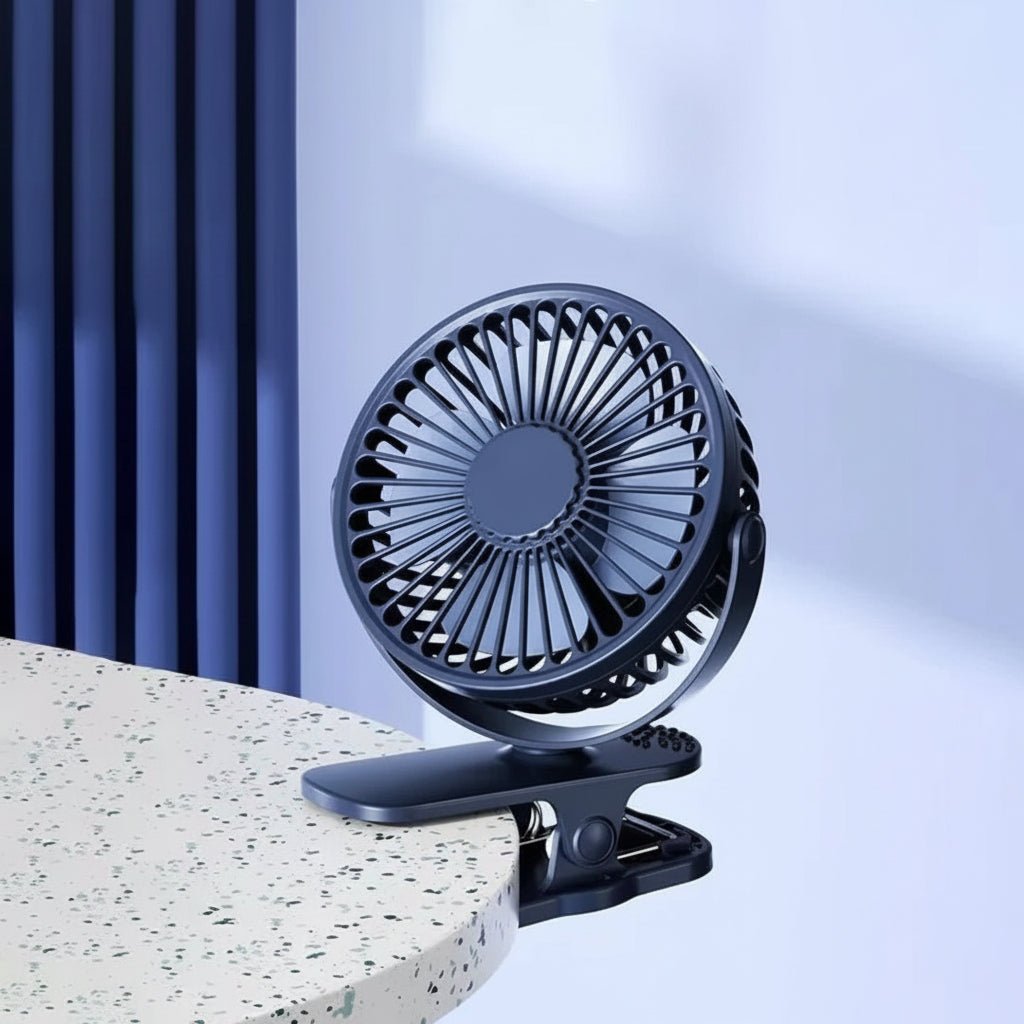 CLIPIXA Clip-Ventilator mit festem Griff für Schreibtisch, Bett oder Regal