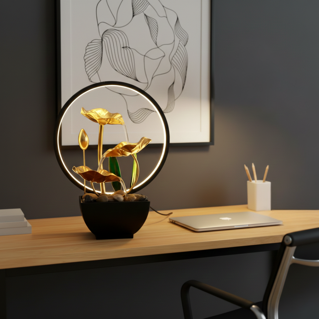 USB Powered LED Tabletop Fountain For Home Decor Ambient Light