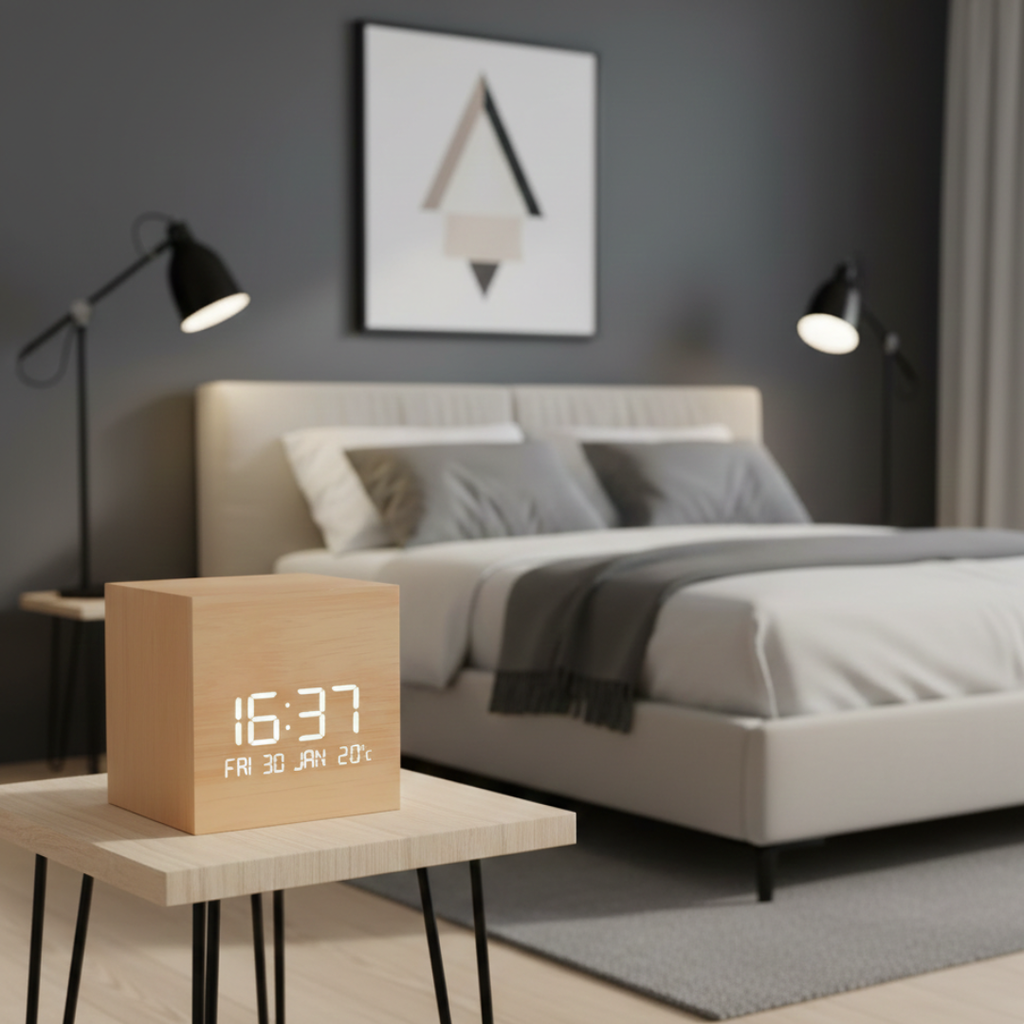 LED Cube Alarm Clock For Bedroom, Office, And Nightstand