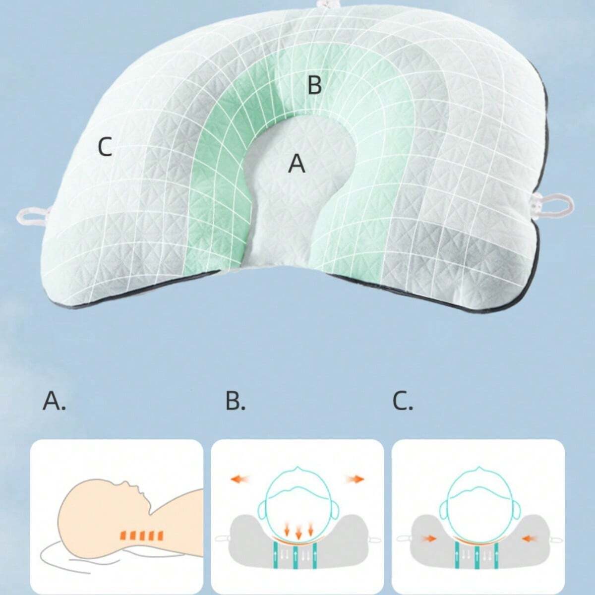 Flat Head Baby Pillow With Ergonomic Support For Newborns