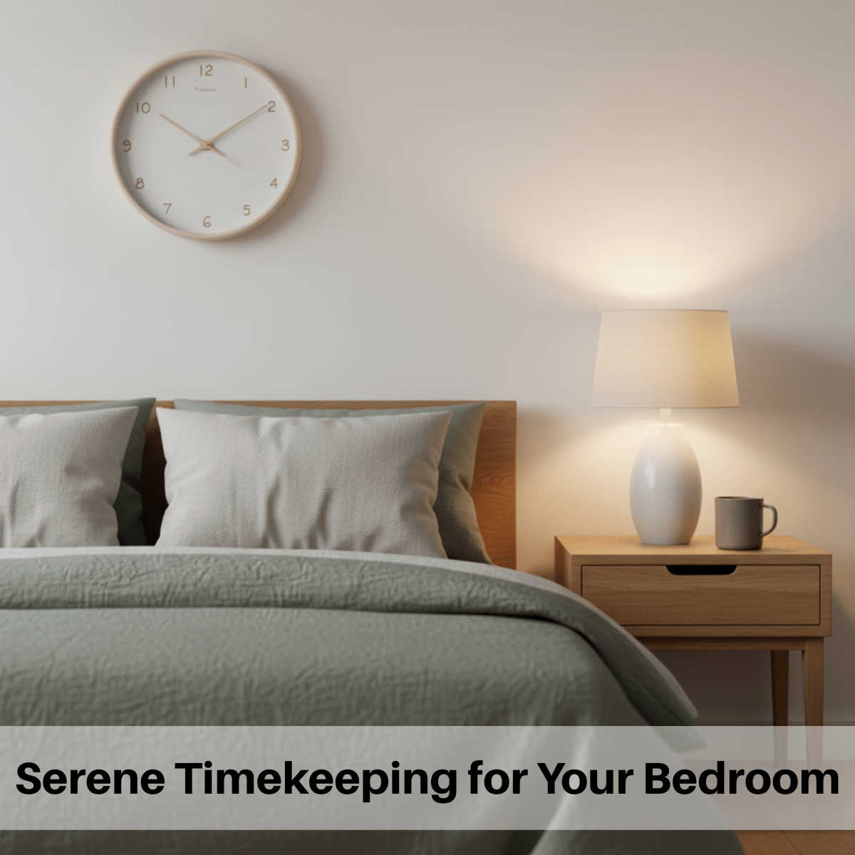 Everwood stille veggklokke i tre med batteridrift