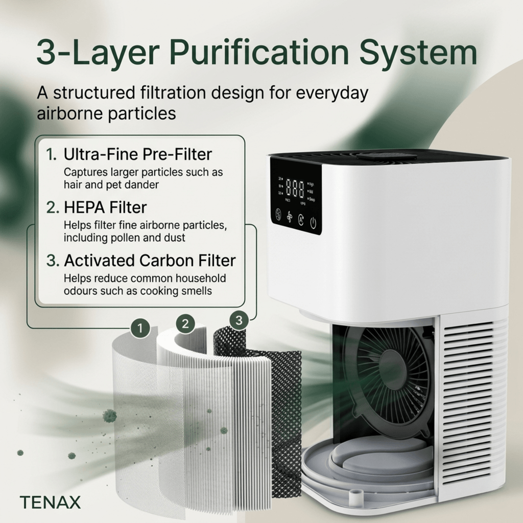Tenax Pro Luftreiniger mit HEPA-Filter und Negativ-Ionen-Generator