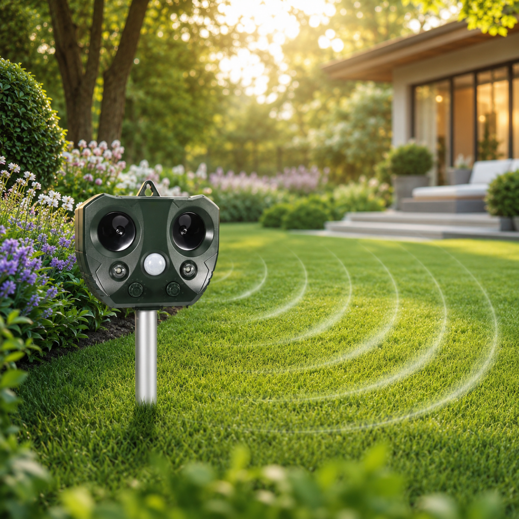 Ultrasonic Bird And Pest Defender Solar Powered Outdoor Repeller With PIR Sensor