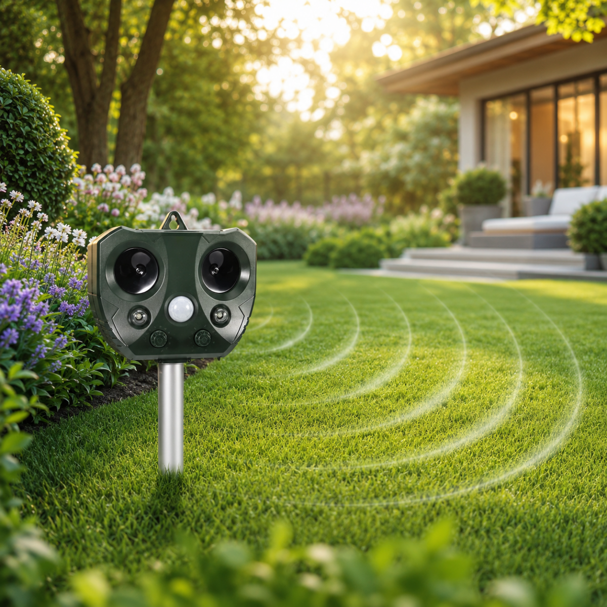 Ultrasonic Bird And Pest Defender Solar Powered Outdoor Repeller With PIR Sensor