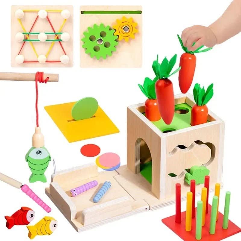 DiscoveryCube Montessori játékdoboz babáknak 6 hónapos kortól, 8 tevékenységgel