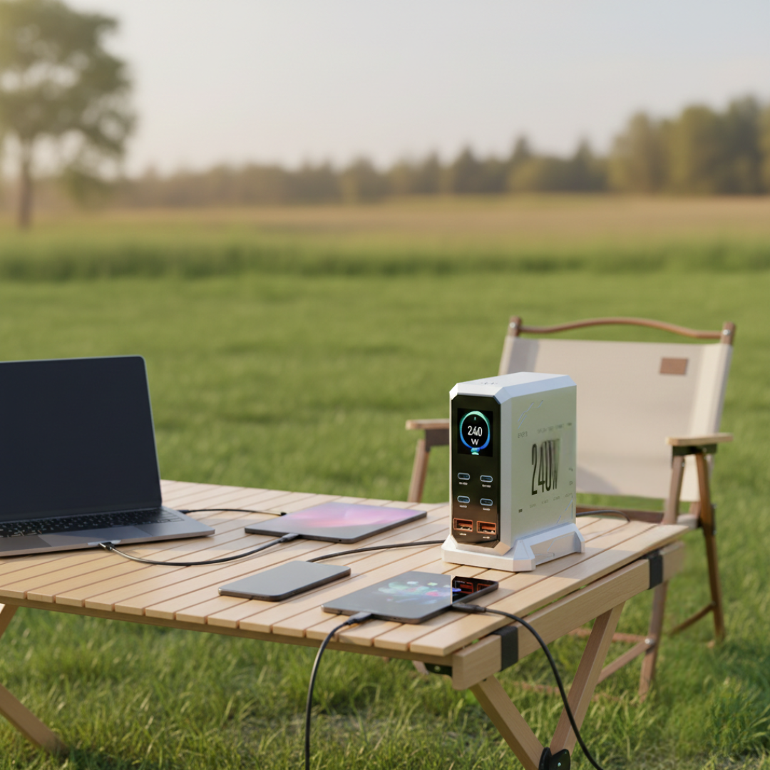 Ambient Light GaN Charger For Multiple Devices And Tablets
