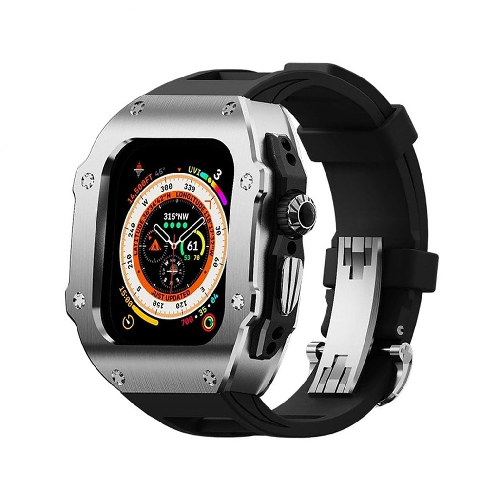 RM Vanguard-serien - Fluororubberrem Rustfrit stål urkasse til Apple Watch Ultra