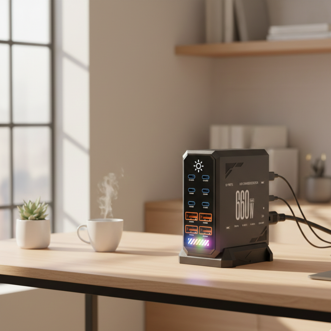 10-Port USB-C Charger Station For Fast Multi-Device Charging