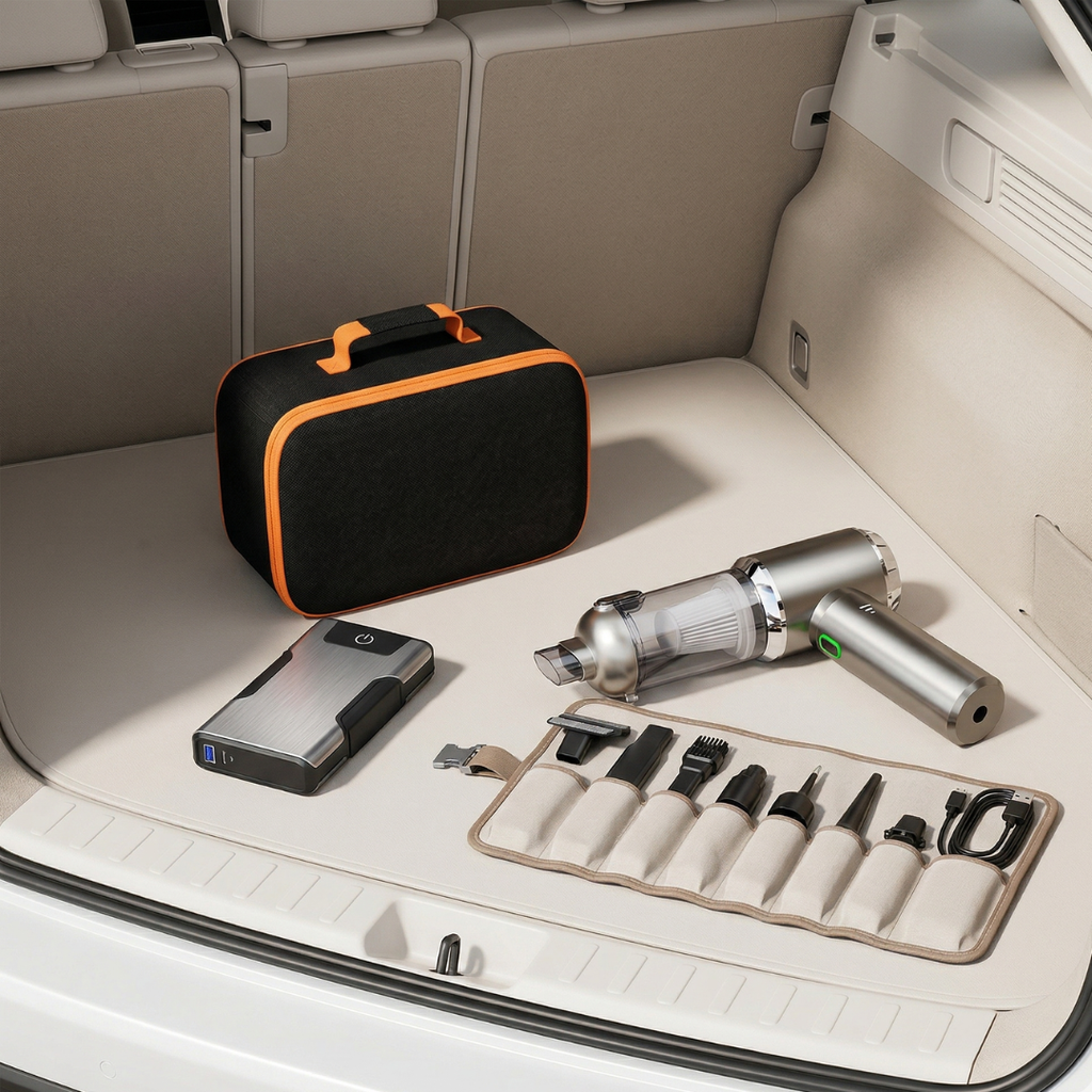 Compact Wireless Car Vacuum With Powerful Suction And Washable HEPA Filter