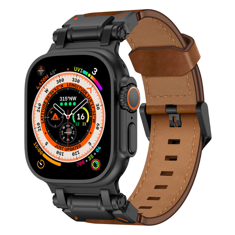 Skórzany pasek do Apple Watch z wytrzymałym wyglądem inspirowanym eksploratorem