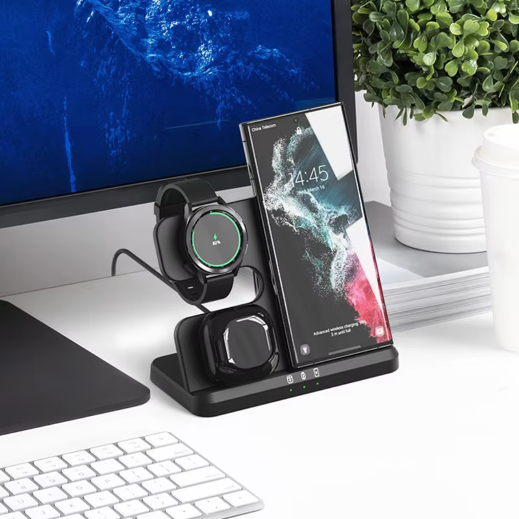 Three In One Wireless Charger Stand For Samsung Devices