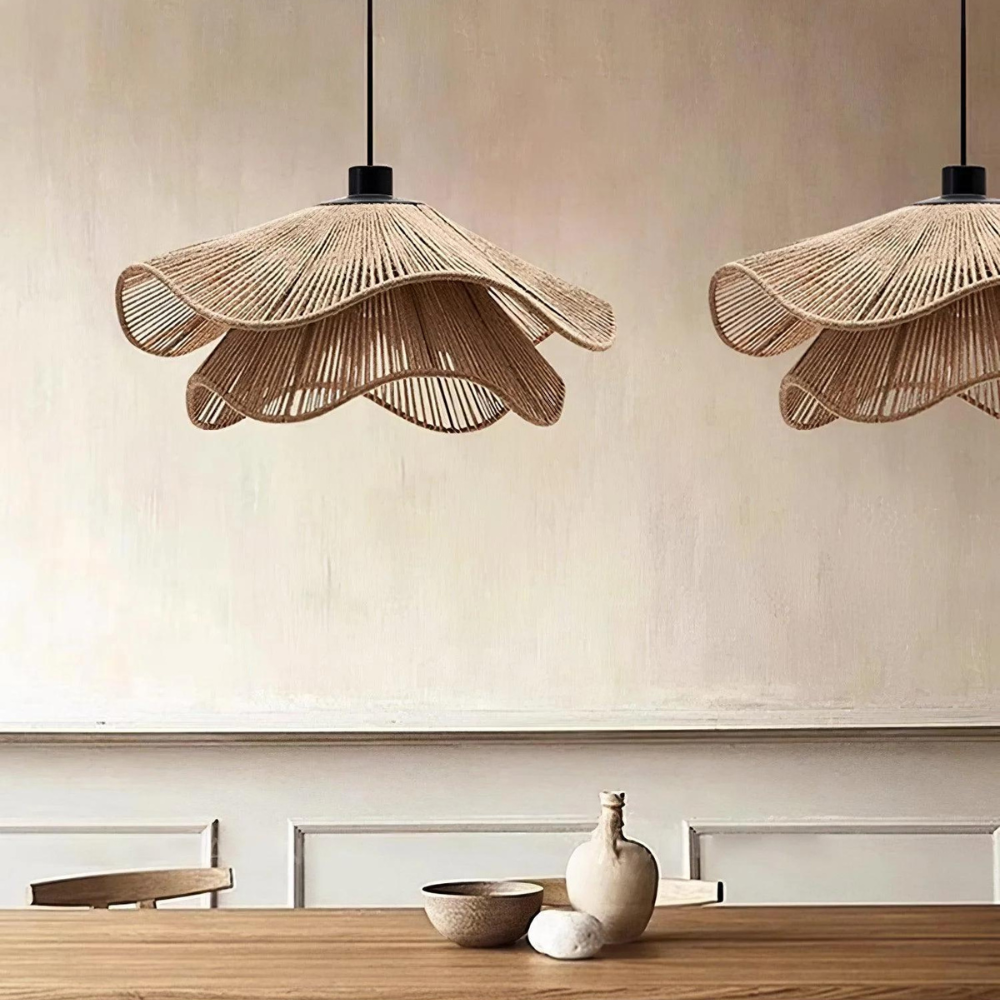 Tidecrest | Natural Finish Jute Pendant Lamp For Boho Rustic Interiors