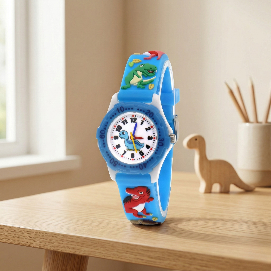 Dinosaur Themed Quartz Kids Wristwatch For Boys And Girls