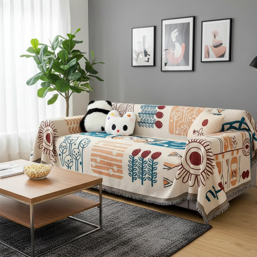 Boho Woven Cover for Couch to Refresh Your Living Room Space