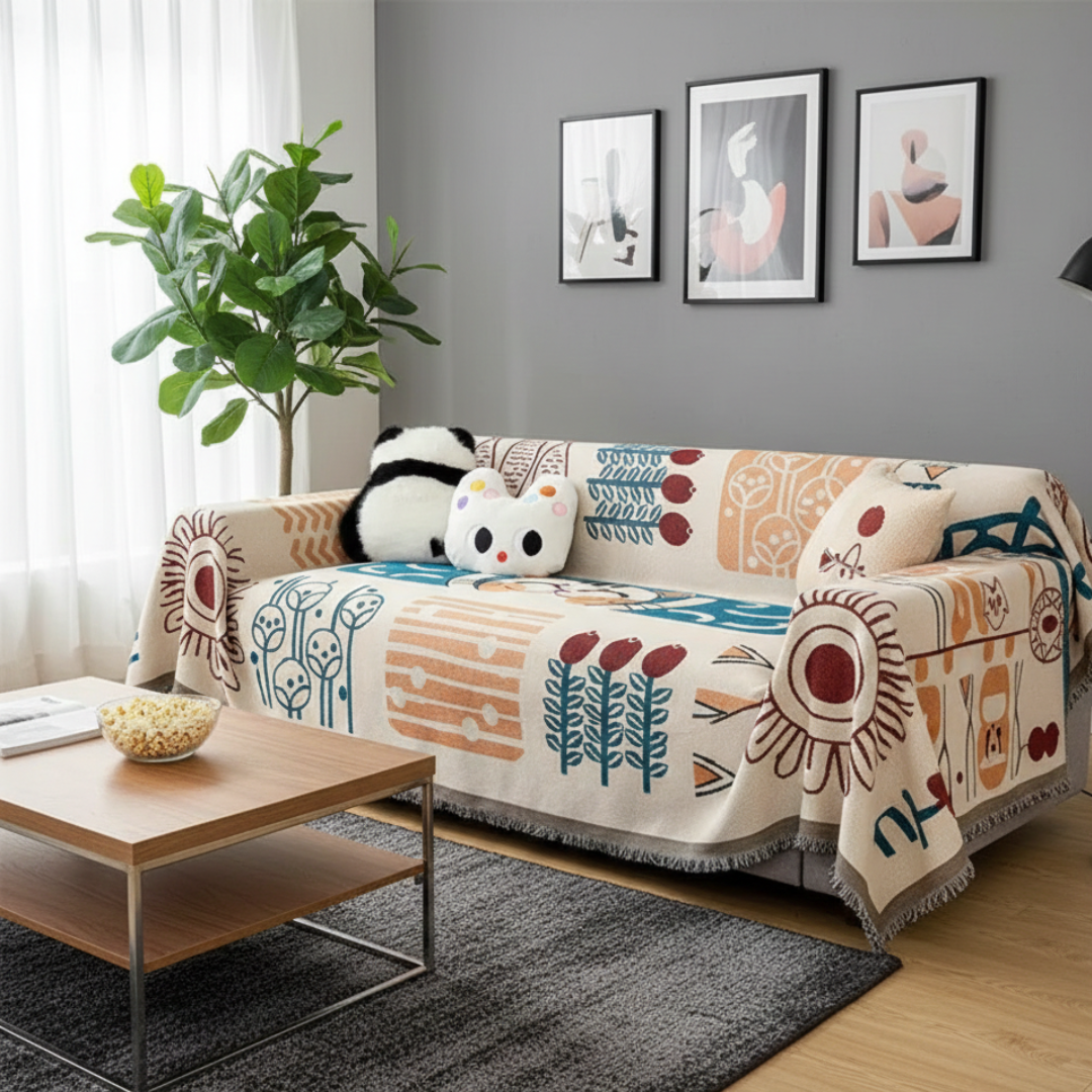 Boho Woven Cover for Couch to Refresh Your Living Room Space