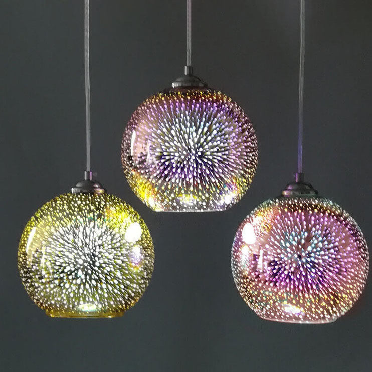 3D Glass Pendant Light - Magical Colorful Dome Lamp for Living Rooms